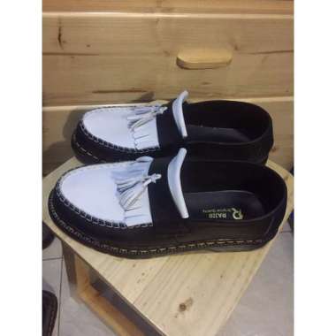 sepatu kulit adrian tassel HITAM PUTIH 44 Hitam putih