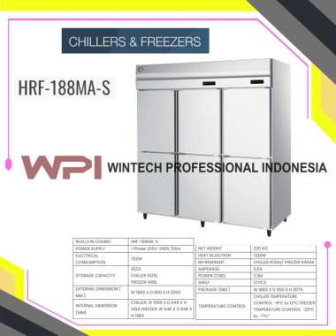 Hoshizaki HRF-188MA-S SS Kitchen Upright Combi Freezer Chiller 6 Pintu