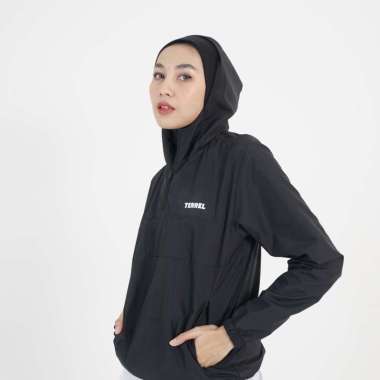 Terrel women basic cagoule jacket black olah raga gym lari running S