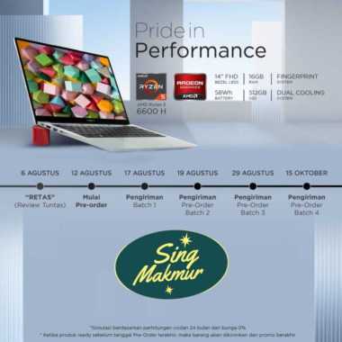 ADVAN Laptop Workplus AMD RYZEN 5 6600H 14'' FHD IPS 16GB 512GB Win 11