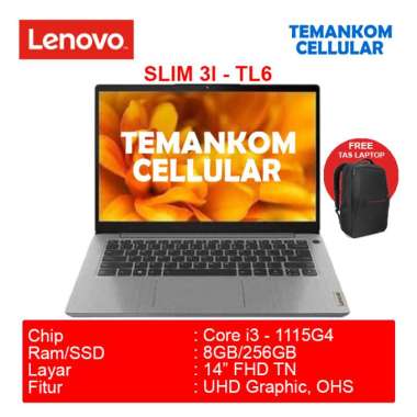 Laptop LENOVO IdeaPad Slim 3i 14ITL6 Core i3-1115G4 RAM 8GB SSD 256GB Garansi RESMI