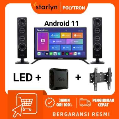Terbaik Polytron Led Digital Tv 24 Inch Smart Android Box 11 24Tv1855 +Speaker RAM 2GB + 16GB