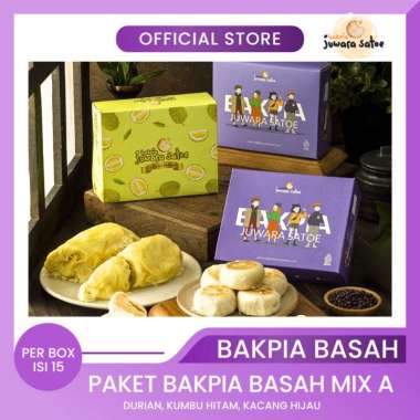 [ 3 BOX ] PAKET BAKPIA BASAH MIX A (DURIAN, KUMBU HITAM, ORI) - JUWARA SATOE