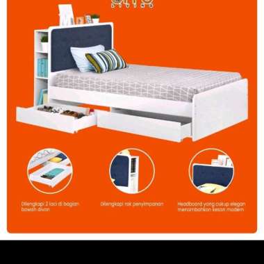 Ranjang Eclipes dengan laci white untuk kasur 120x200
