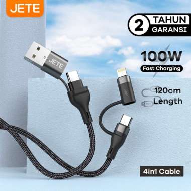 Kabel Data Kabel USB 4 in 1 USB Type C to Type C Iphone Lightning JETE CX7B - Garansi 2 Tahun