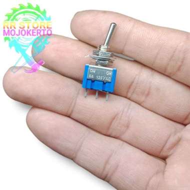 Saklar Biru switch toggle 3 kaki body kecil mini -on off 3 pin