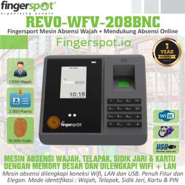 Mesin Absensi Wajah Vein Sidik Jari Fingerprint Wifi - Revo WFV-208BNC