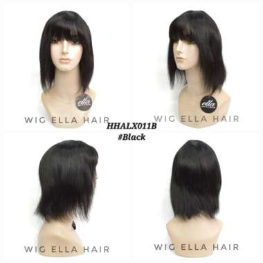 Wig Rambut Asli atau Human Hair Wig ella HHALX011B Black