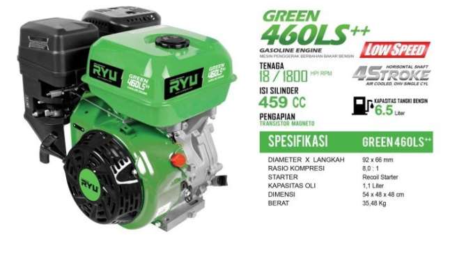 MESIN PENGGERAK/GASOLINE ENGINE GREEN460 (LS) - RYU