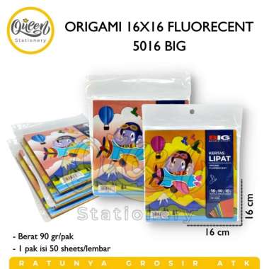 1 PACK ORIGAMI 16X16 FLUORECENT 5016 BIG ORIGAMI PAPER KERTAS LIPAT