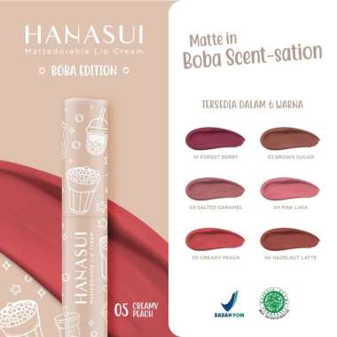 Hanasui Mattedorable Lip Cream Boba Edition 05.Creamy Peach