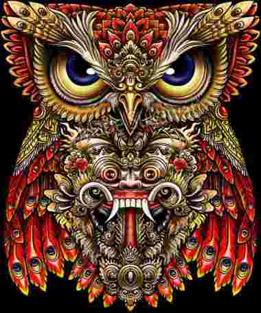 Layangan Burung celepuk printing kain printing bongkar pasang Rangda Merah