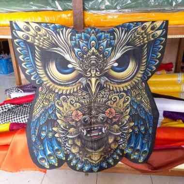 Layangan Burung celepuk printing kain printing bongkar pasang Barong biru