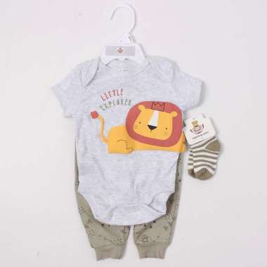 Tembem Baby - Baby Set 3in1 Setelan Baju Bayi + Kaos Kaki Overall Pendek Celana Panjang Setelan Bayi