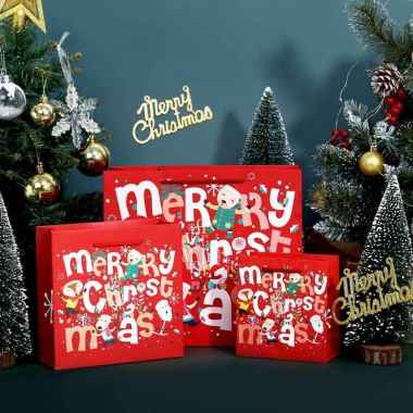 Paperbag Natal Merry Christmas Premium Bahan Tebal Santa Claus CR 01 20 X 20 X 8 Cm