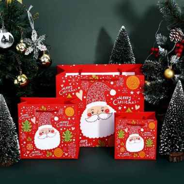 Paperbag Natal Merry Christmas Premium Bahan Tebal Santa Claus CR 03 20 X 20 X 8 Cm