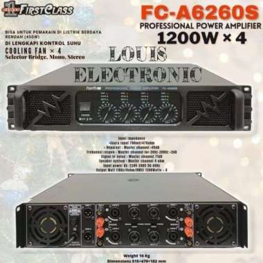 Power Amplifier FIRSTCLASS FC A6260S FC-A6260S FIRST CLASS A6260S 4 CH 4 X 1200 WATT