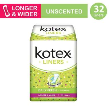 Kotex Fresh Liner Longer & Wider Panty Liner Unscented - 32 s