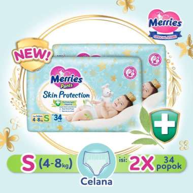 Medan - Twin Pack Merries Skin Protection Popok Bayi Celana [S/ 34 Pcs]