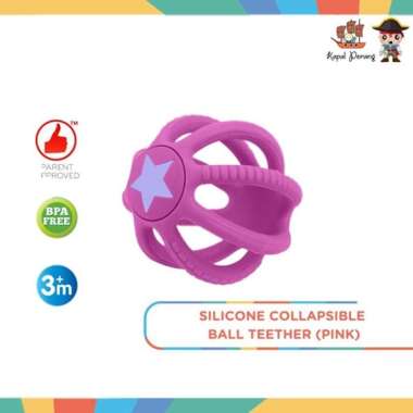 Nuby Silicone Collapsible Ball Teether (Pink) - Mainan Gigitan Bayi