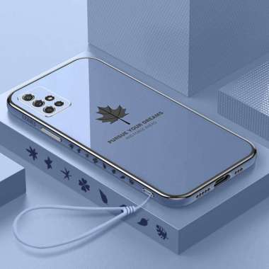 Casing Maple Samsung A51 Softcase Elektro Plating Bonus Tali Strap SAMSUNG A51 BIRU