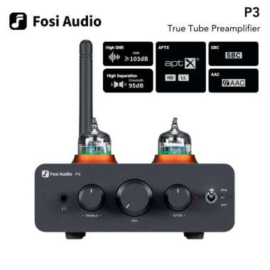 Preamplifier Fosi Audio P3 True Tube - Preamplifier / Headphone Amplifier Hybrid Hitam