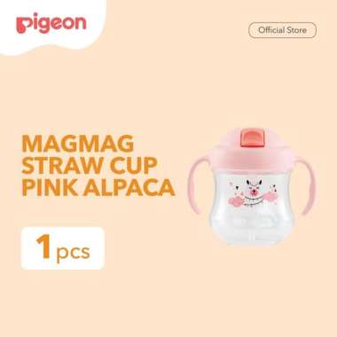 Pigeon MagMag Straw Cup 200 ml / Botol Minum Bayi Sedotan Pink Alpaca