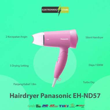 100% Produk Ori Hairdryer Panasonic Eh-Nd57 Silent Hair Dryer Alat Pengering Rambut Multicolor
