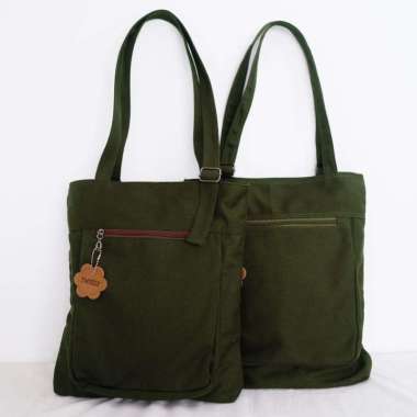 ZS Lala Canvas Totebag - Tweelyforbag - Tas Totebag Wanita - Tas Wanita Army zp green Canvas