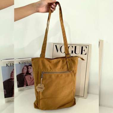 ZS Lala Canvas Totebag - Tweelyforbag - Tas Totebag Wanita - Tas Wanita Brown Canvas