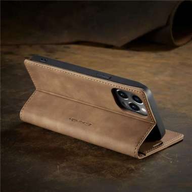 CASING IPHONE 12 PRO MAX CASE IPHONE 12 12 PRO FLIP LEATHER IP12 PRO MAX Maron