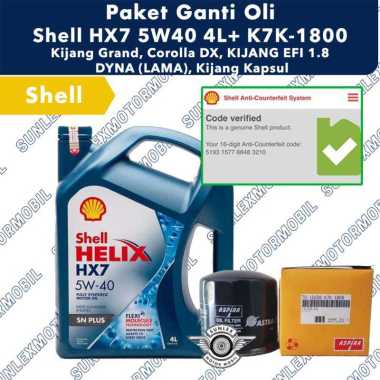 [GRATIS FILTER OLI] Paket Ganti Oli Shell HX7 5W40 + K7K-1800 Kijang Grand Kapsul LGX