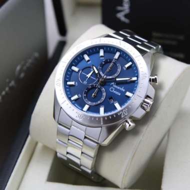 JAM TANGAN PRIA ALEXANDRE CHRISTIE AC 6673 / AC6673 RANTAI ORIGINAL SILVER BLUE