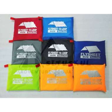 FLYSHEET 19 LOOP 3x3 meter anti air banyak pungsi Multifungsi tahan air tahan lama BIRU