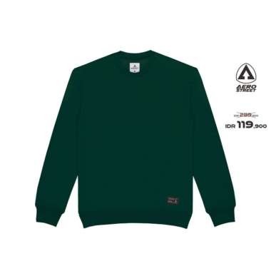 Aerostreet Crewneck Polos Gelap Sweater Sweatshirt NAAAA Hijau Tua S
