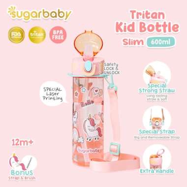 Sugarbaby Tritan Kid Bottle Slim 600ml Botol Minum Anak Pink Unicorn