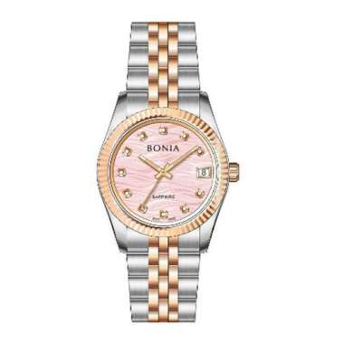 Bonia BNB10550 Sapphire Motif Jam Tangan Stainless Steel SilvrRose Pink