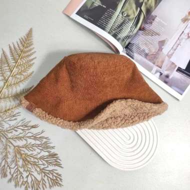VERISH Alice Bucket Hat Bolak Balik Topi Bulu Simple Elegant Cinnamon