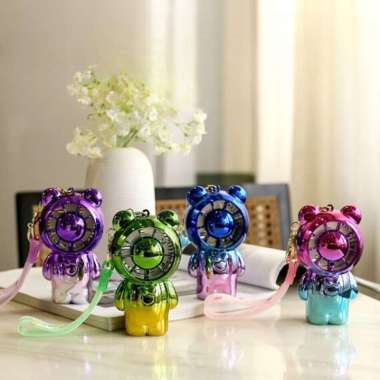 KIPAS ANGIN MINI KARAKTER BEAR DENGAN GANTUNGAN PORTABLE FAN BEARBRICK HIJAU