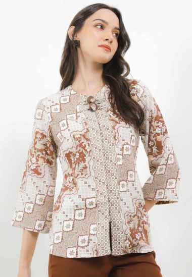 Arjuna Weda Blouse Batik Lereng Kawung 23311093 - Cokelat M