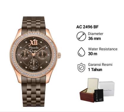 Jam Tangan Wanita Alexandre Christie AC2496 AC 2496 Brown Original Bergaransi Resmi 1 Tahun