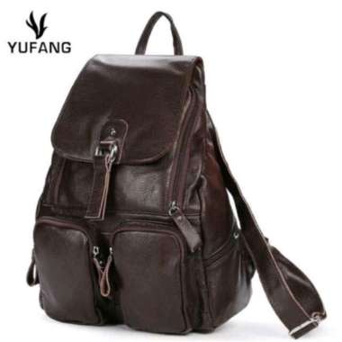 VERISH Tas Ransel/Tas Gendong Wanita Tas Kulit Sapi Asli Garut