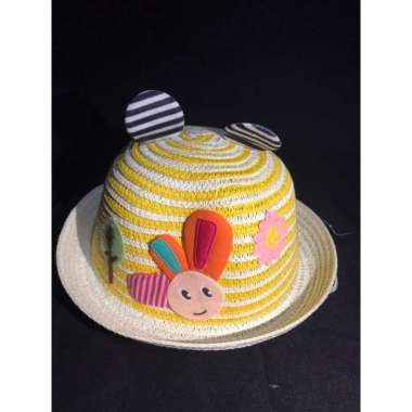 VERISH Topi pantai anak papper salur / Topi Boater anak Kuning