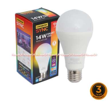 Krisbow Sync 14W Smart LED Bohlam LED Bola Lampu Wifi Neon Hidup Mati Bisa Connect Ke Aplikasi Smart