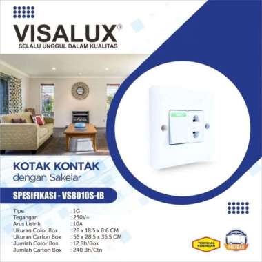 Stop Kontak Visalux VS8010S-IB / Saklar + Stop Kontak Tanam Visalux