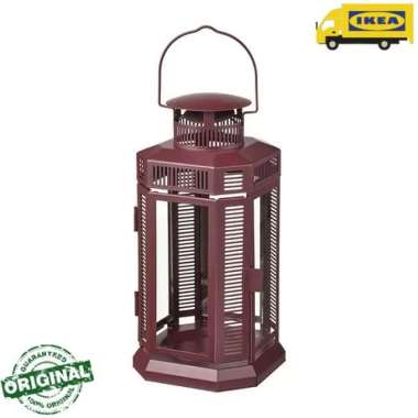 ORI lKEA Lentera Tempat Lilin Tinggi Indoor Outdoor Cokelat-Merah 28cm