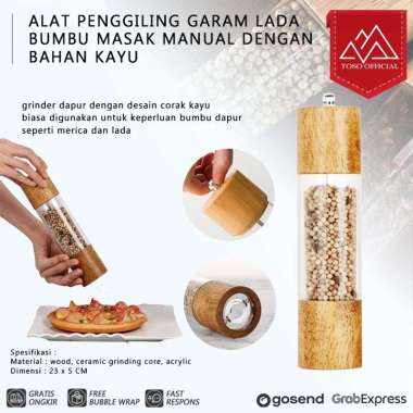 MANUAL SALT PEPPER MILL GRINDER WOOD GRINDER BUMBU DAPUR MERICA LADA