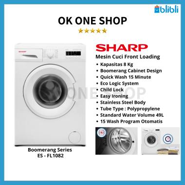 SHARP ES-FL1082 MESIN CUCI FRONT LOADING 8.5kg / ESFL-1082 [JADETABEK]
