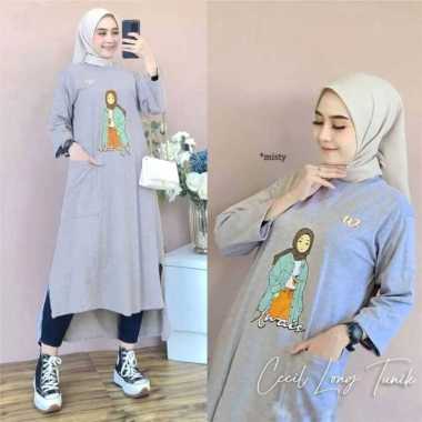 FASHION BAJUTERBARU CECIL LONG TUNIK ( M L XL XXL ) GAMIS WANITA KEKINIAN BAHAN KAOS KATUN COMBED 24