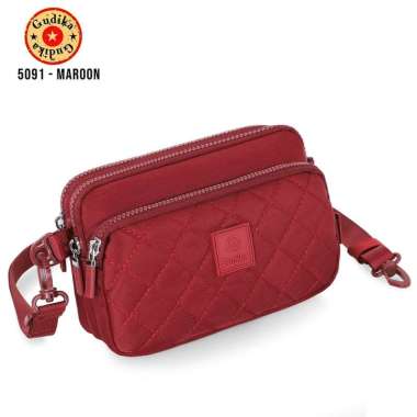 GUDIKA 5091 - Tas Selempang Sling Bag Fashion Wanita Branded Original maroon